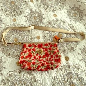 COACH Red Poppy print crossbody purse
